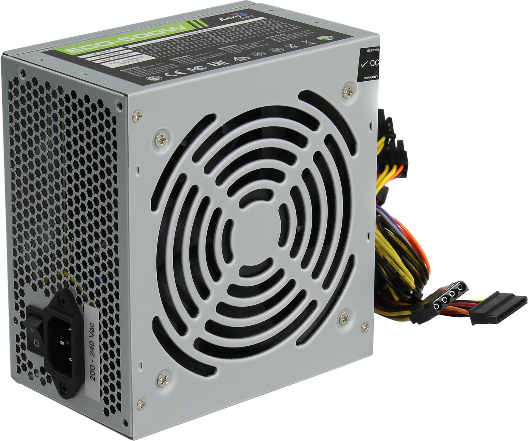 картинка 500W Aerocool ECO-500 (ATX/120 mm fan/3xSATA/1xPCI-E) АС