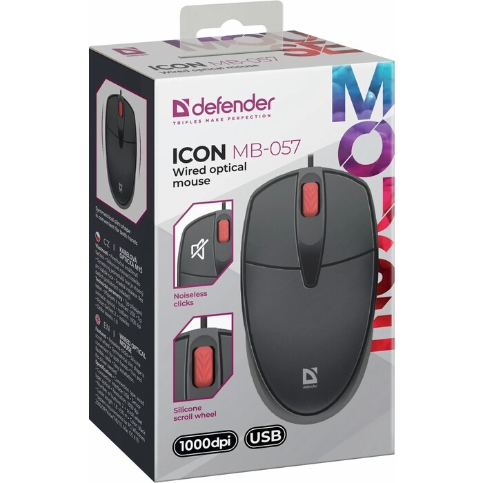 картинка Мышь Defender Icon MB-057 (1000dpi, black, USB) АС