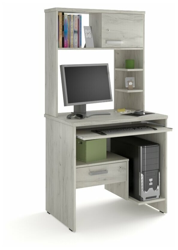 картинка Стол компьютерный с надстройкой КСП 13 (790х560х1565, дуб крафт белый) АС