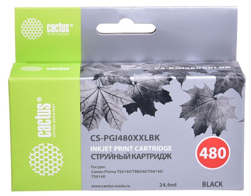 картинка Картридж совместимый Canon для PGI-480 Pixma TR7540/TR8540/TS6140/TS8140 (black) 24.4мл Cactus АС