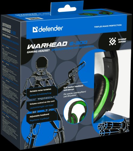 картинка Гарнитура игровая Defender WARHEAD G-300 (2.5м, black-green) АС