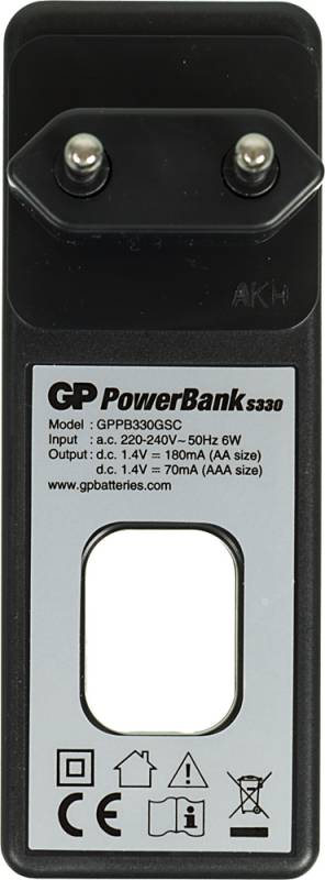 картинка Зарядное устройство GP PowerBank PB330GSC (AA, AAA) АС