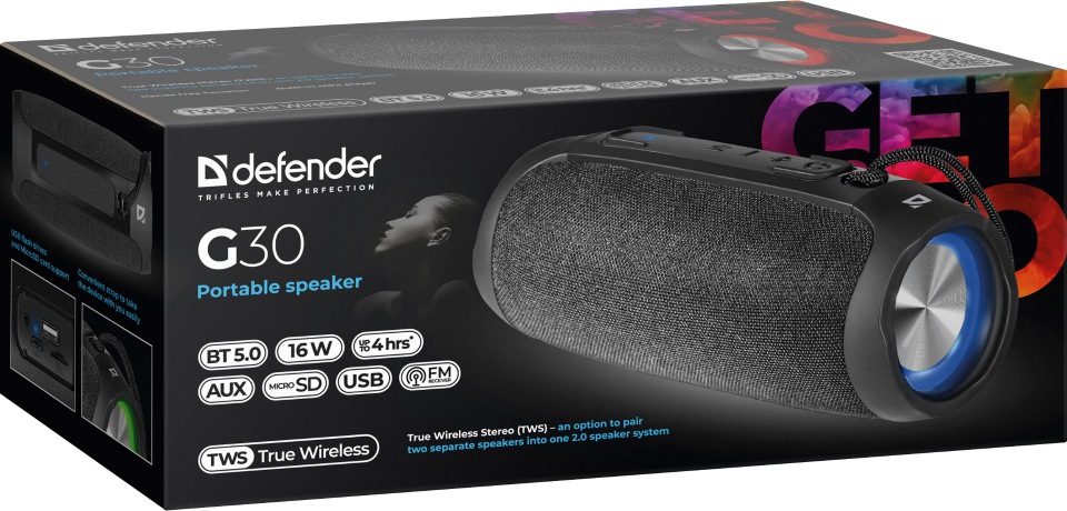 картинка Defender G30 (портативная, 16W, black) АС