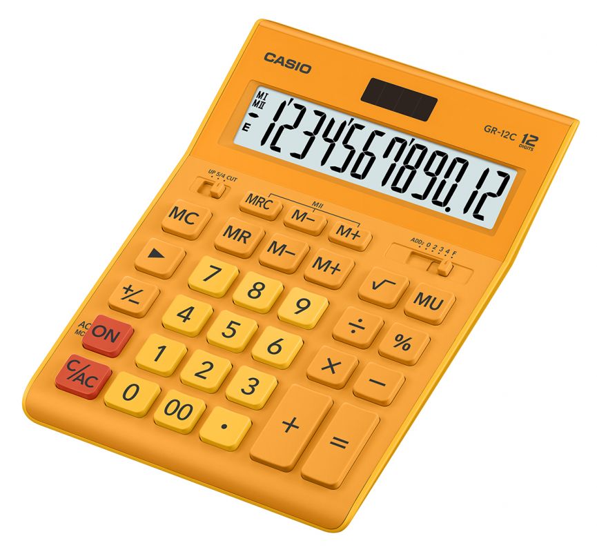 картинка Калькулятор Casio GR-12C-RG (12 разрядов, двойное питание, оранжевый) АС