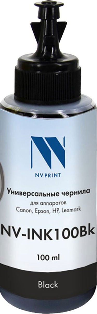 картинка Чернила NV-INK100 универсальные на водной основе для Сanon/Epson/НР/Lexmark (100ml) Black NV-Print АС