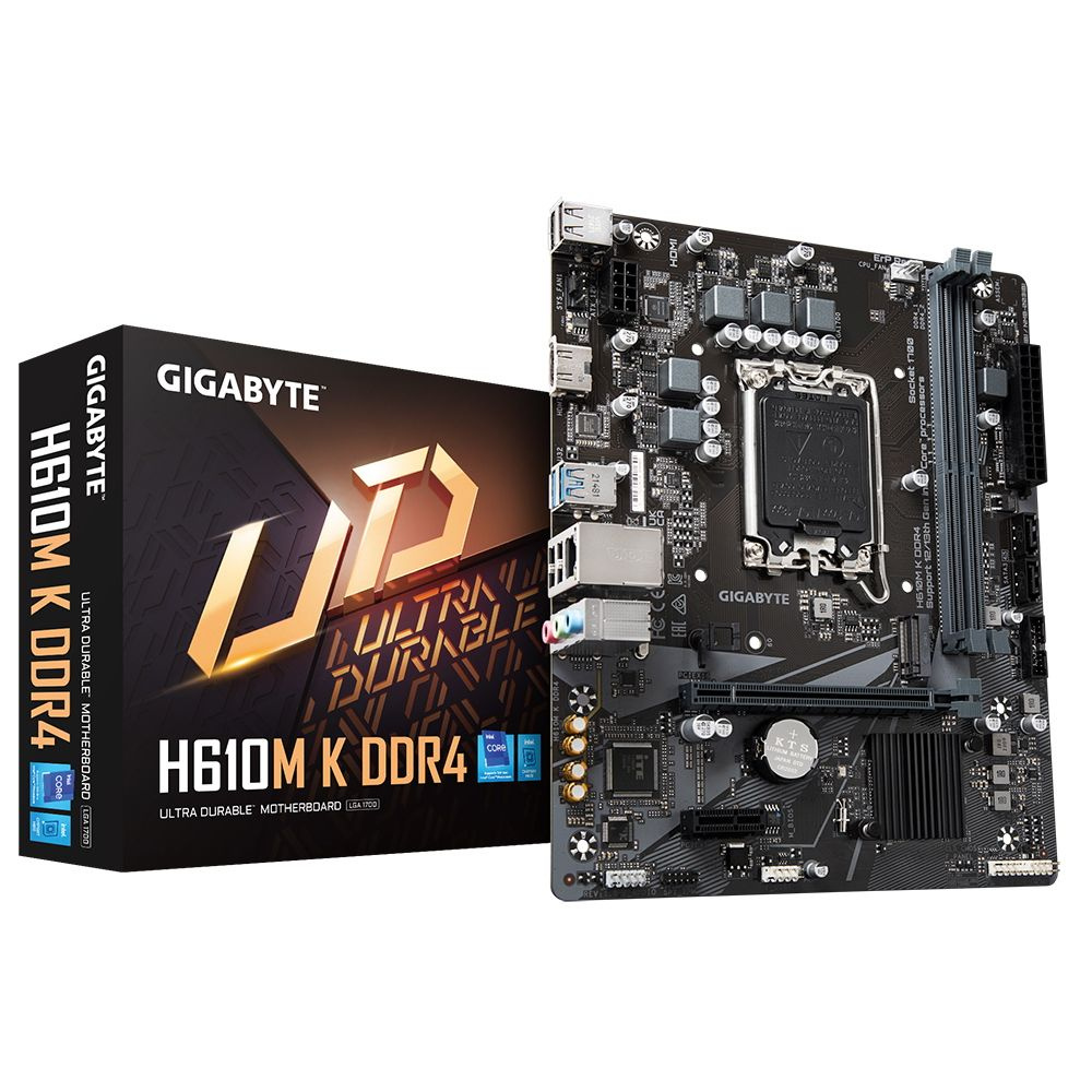 картинка GigaByte H610M K DDR4 (1700/H610/2DDR4-3200-64Gb/HDMI/2xSATA3/2xUSB3.0/GbLAN/mATX) АС