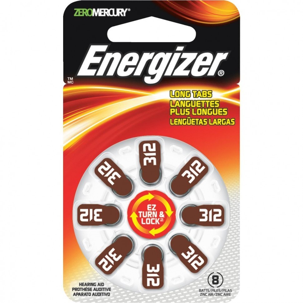 картинка Батарея Energizer ZA312 (для слуховых аппаратов, 8 штук) АС