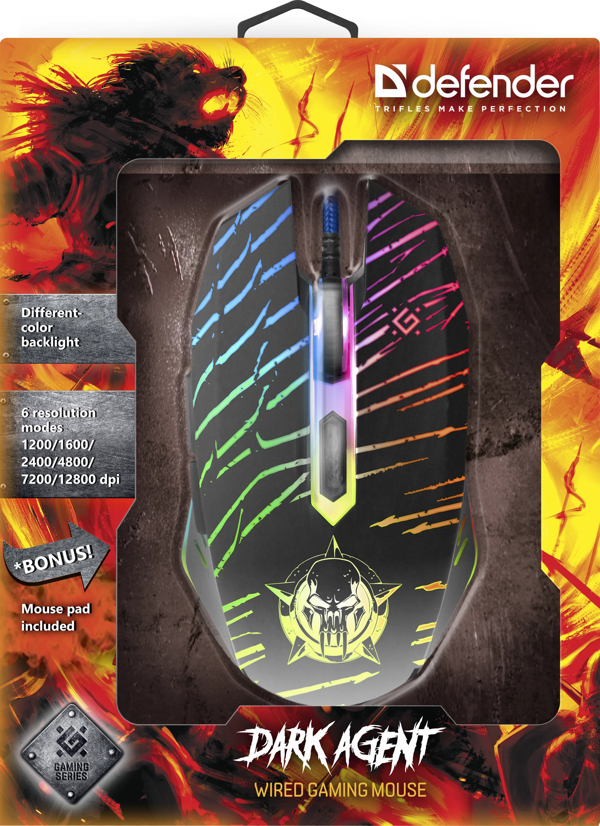 картинка Мышь игровая Defender Dark Agent GM-590L (12800dpi, black, USB) АС