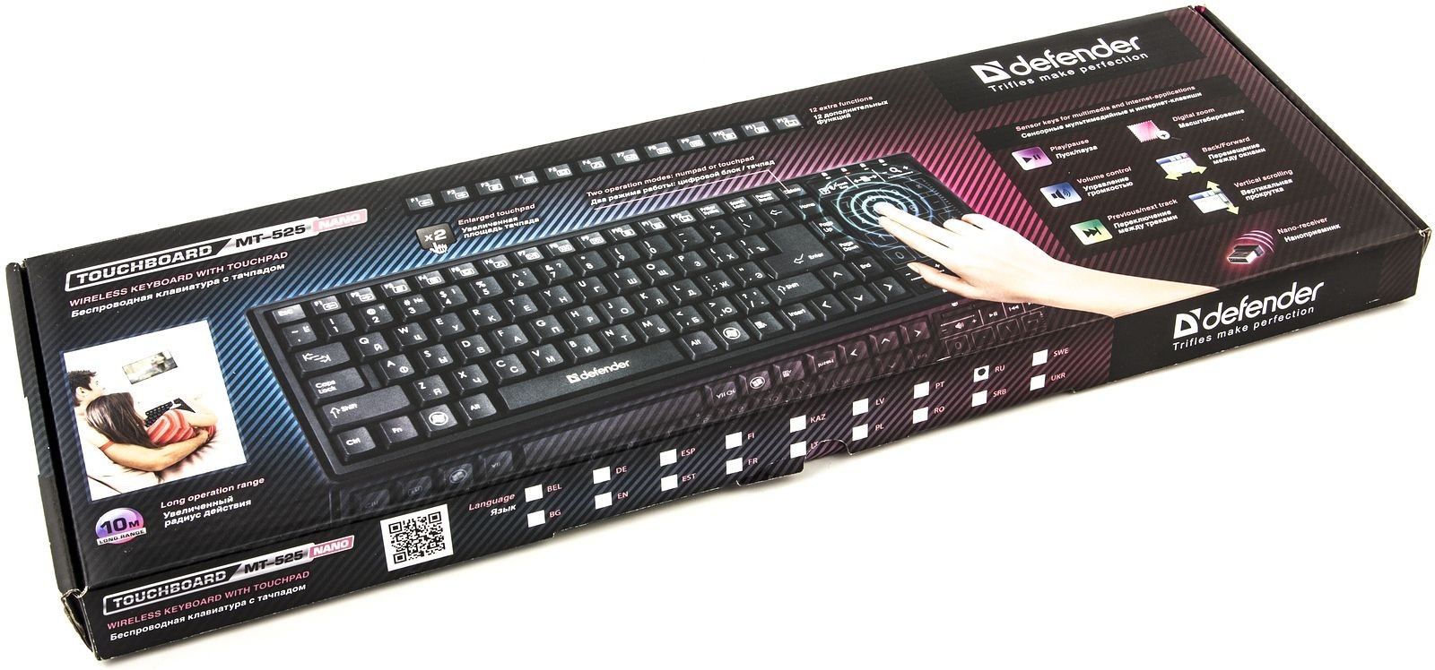 картинка Беспроводная клавиатура Defender TouchBoard MT-525 (USB, тачпад, Black) АС