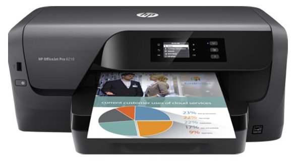 картинка Принтер HP OfficeJet Pro 8210 (A4, 600x600dpi, 22 стр/мин, 256Mb, двусторонняя печать, WiFi, LAN, USB2.0) АС