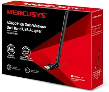 картинка WiFi-адаптер Mercusys MU6H (AC650 802.11ac, антенна 1x5dBi, USB) АС